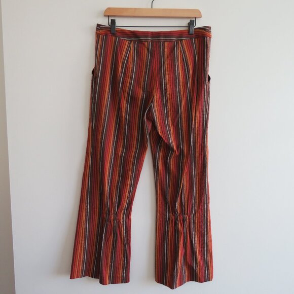 ROSIE ASSOULIN Striped Seersucker Retro High Waist Pants Red Brown Retro - Picture 12 of 16